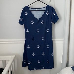 Anchor print short sleeve tee dress